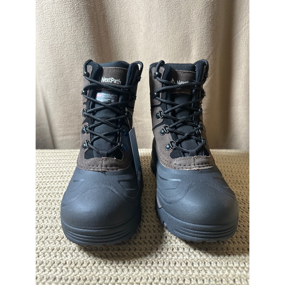 NextPath Mens 7 Waterproof Winter Snow Boots 3M Thinsulate Insulated Brown Black - Picture 6 of 12